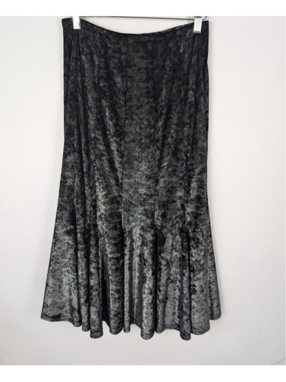VTG Joseph Ribkoff Velvet Metallic Midi Skirt Black Metallic Sz 8 Mermaid Goth